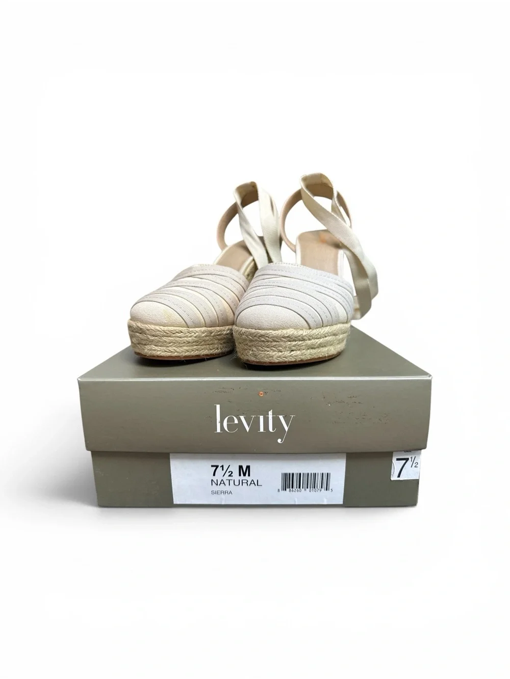 levity Cream Striped Espadrille Wedge with Ankle Ties